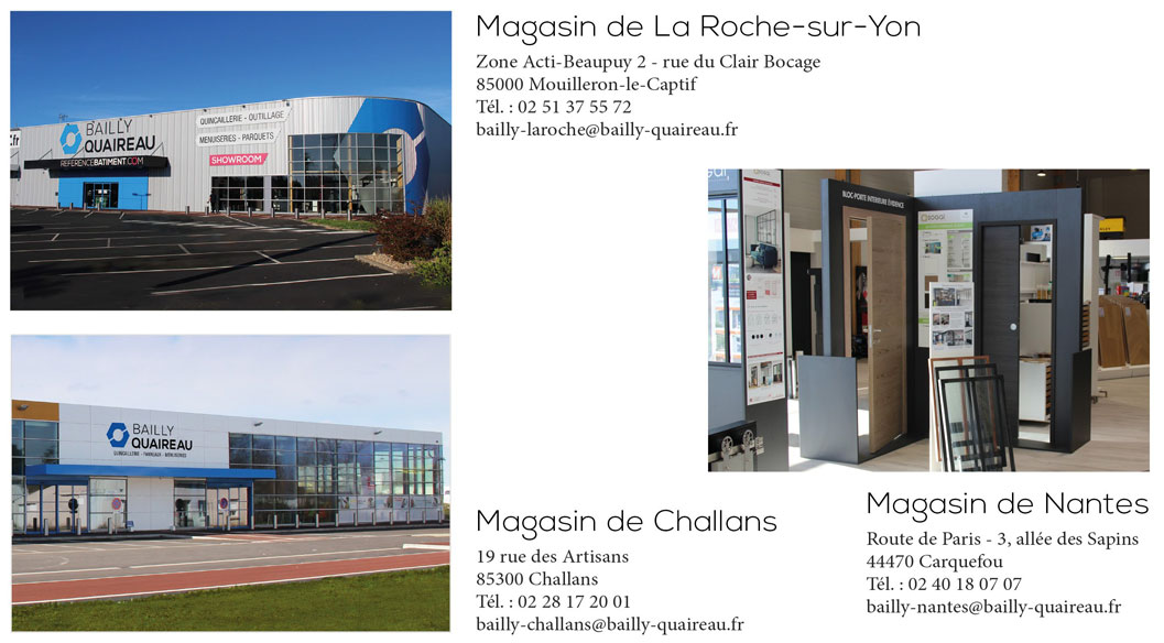 adresses des showrooms Bailly-Quaireau